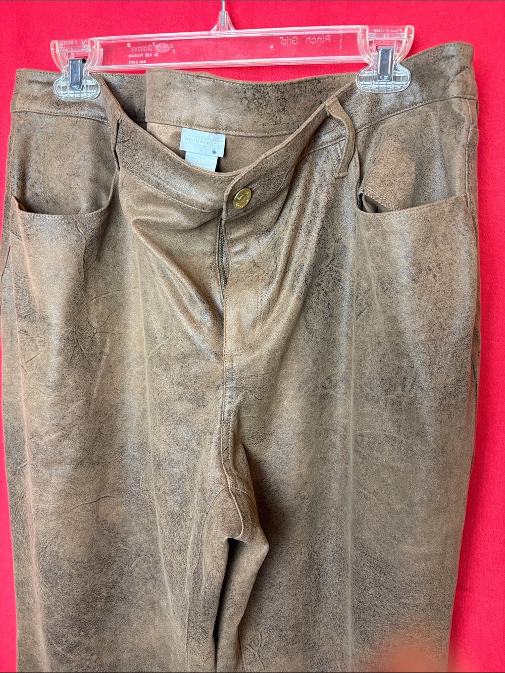 Chico's Brown Leather-Look woman’s pants 3R